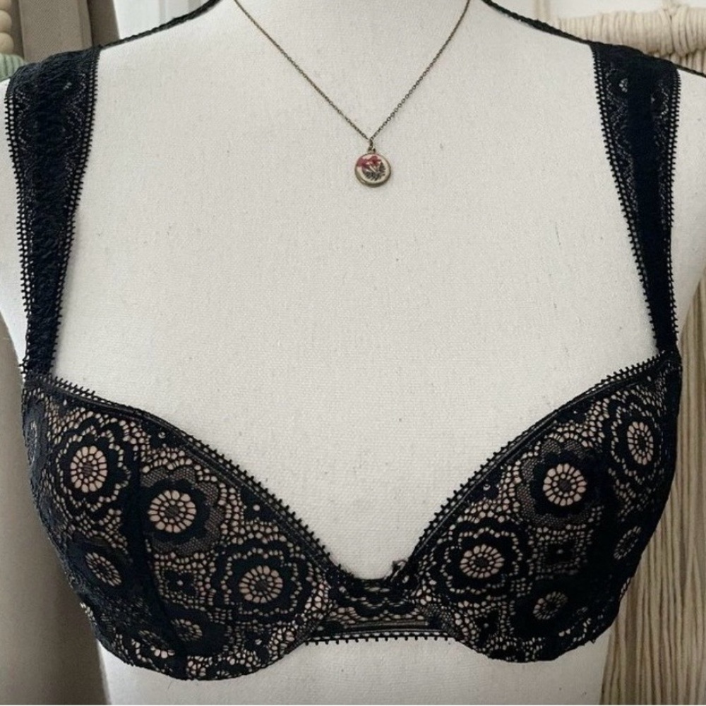 Aerie Real Happy Black Lace Bra 32A